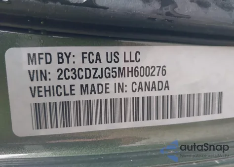 2021 Dodge Challenger Gt z USA, uszkodzony, nr VIN 2C3CDZJG5MH600276